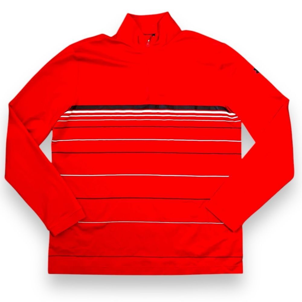 Under Armour Infrared Coldgear 1/4 Zip Striped Pullover Red Size Medium